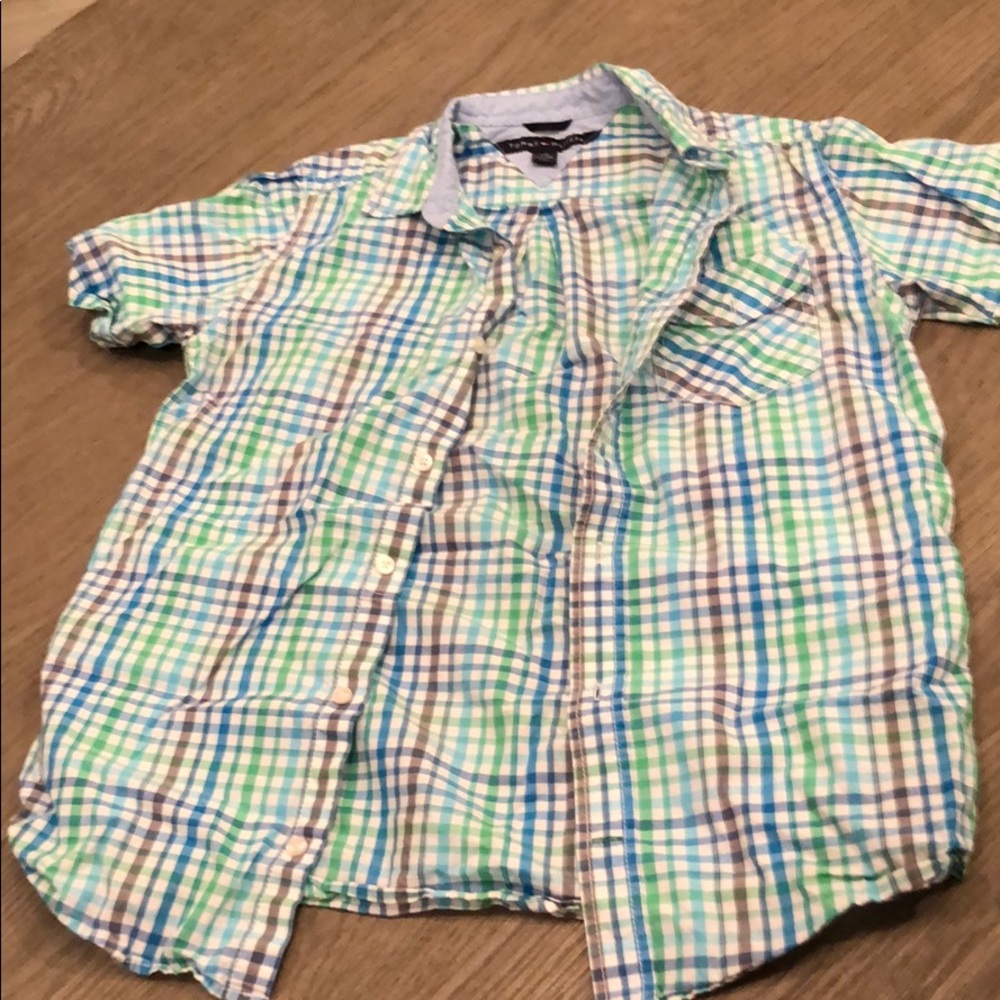 Green, Blue, and Green Dress Shirt